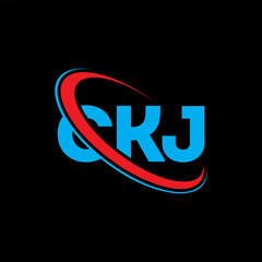 Fototapeta na wymiar CKJ logo. CKJ letter. CKJ letter logo design. Initials CKJ logo linked with circle and uppercase monogram logo. CKJ typography for technology, business and real estate brand.