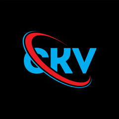 Fototapeta na wymiar CKV logo. CKV letter. CKV letter logo design. Initials CKV logo linked with circle and uppercase monogram logo. CKV typography for technology, business and real estate brand.