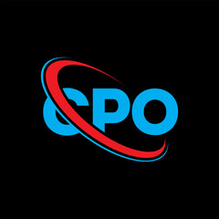 CPO logo. CPO letter. CPO letter logo design. Initials CPO logo linked with circle and uppercase monogram logo. CPO typography for technology, business and real estate brand.