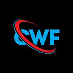 Fototapeta na wymiar CWF logo. CWF letter. CWF letter logo design. Initials CWF logo linked with circle and uppercase monogram logo. CWF typography for technology, business and real estate brand.