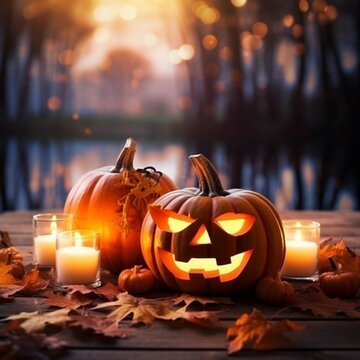 Halloween light pumpkin lantern candle picture