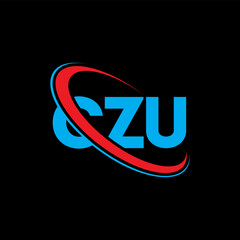 CZU logo. CZU letter. CZU letter logo design. Initials CZU logo linked with circle and uppercase monogram logo. CZU typography for technology, business and real estate brand. - obrazy, fototapety, plakaty