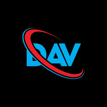 DAV logo. DAV letter. DAV letter logo design. Intitials DAV logo linked with circle and uppercase monogram logo. DAV typography for technology, business and real estate brand.