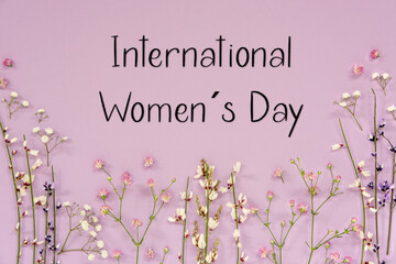 Purple Spring Flower Arrangement, English Text International Womens Day