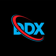 DDX logo. DDX letter. DDX letter logo design. Initials DDX logo linked with circle and uppercase monogram logo. DDX typography for technology, business and real estate brand.