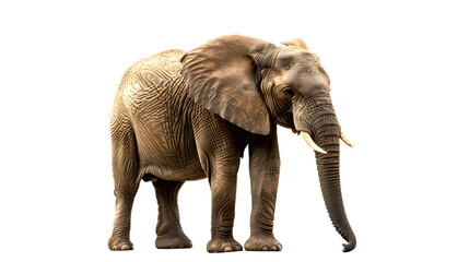 Fototapeta premium Majestic Elephant With Tusks Standing on White Background