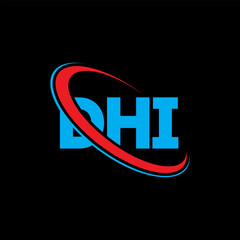 DHI logo. DHI letter. DHI letter logo design. Initials DHI logo linked with circle and uppercase monogram logo. DHI typography for technology, business and real estate brand.