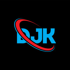 Fototapeta na wymiar DJK logo. DJK letter. DJK letter logo design. Initials DJK logo linked with circle and uppercase monogram logo. DJK typography for technology, business and real estate brand.