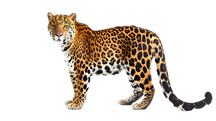 Majestic Leopard Standing on White Surface in Impressive Display of Power