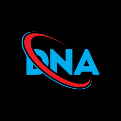 DNA logo. DNA letter. DNA letter logo design. Initials DNA logo linked with circle and uppercase monogram logo. DNA typography for technology, business and real estate brand.