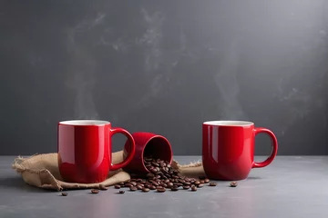 Fotobehang coffee cup on grey table © Magic Art