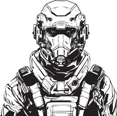 Electric Guardian Futuristic Soldier Emblem Design Nano Nomad Cyber Soldier Vector Logo Art