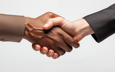 Handshake on white background , Business Agreement. Generative AI