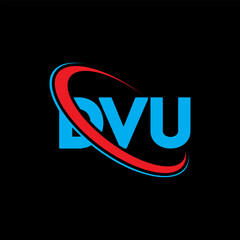 DVU logo. DVU letter. DVU letter logo design. Initials DVU logo linked with circle and uppercase monogram logo. DVU typography for technology, business and real estate brand.