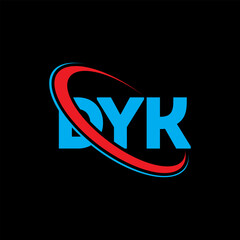 Fototapeta na wymiar DYK logo. DYK letter. DYK letter logo design. Initials DYK logo linked with circle and uppercase monogram logo. DYK typography for technology, business and real estate brand.