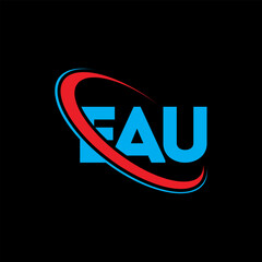 Fototapeta na wymiar EAU logo. EAU letter. EAU letter logo design. Intitials EAU logo linked with circle and uppercase monogram logo. EAU typography for technology, business and real estate brand.