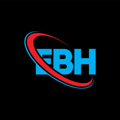 EBH logo. EBH letter. EBH letter logo design. Intitials EBH logo linked with circle and uppercase monogram logo. EBH typography for technology, business and real estate brand.