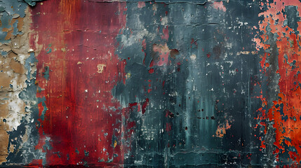 Rusted Metal Wall With Red and Green Paint