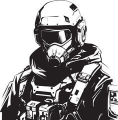 Electric Enforcer Cyber Soldier Insignia Design Biohazard Battler Futuristic Soldier Vector Logo