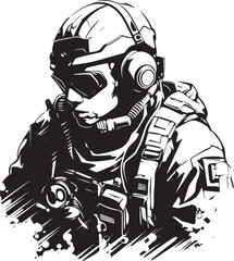 Electric Exo Cyber Soldier Insignia Design Biohazard Battler Futuristic Soldier Vector Art