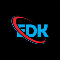 EDK logo. EDK letter. EDK letter logo design. Initials EDK logo linked with circle and uppercase monogram logo. EDK typography for technology, business and real estate brand.