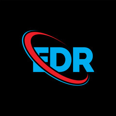 EDR logo. EDR letter. EDR letter logo design. Initials EDR logo linked with circle and uppercase monogram logo. EDR typography for technology, business and real estate brand.