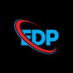 EDP logo. EDP letter. EDP letter logo design. Initials EDP logo linked with circle and uppercase monogram logo. EDP typography for technology, business and real estate brand.