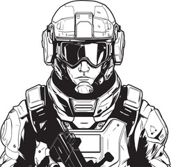 Cyber Assault Vector Logo for Futuristic Warriors Techno Tactical Cyberpunk Soldier Insignia Design