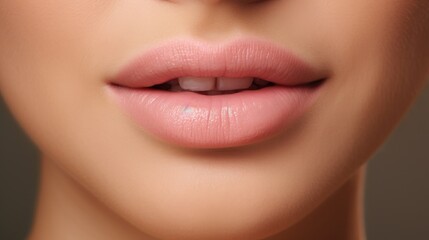 Obraz premium Natural Lip Texture of a Beautiful Woman - Close-up Horizontal Shot with Unrecognizable Facial View
