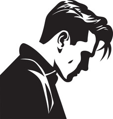 Puzzle of Regret Design of a Man Scratching Head Icon Mental Maze Depressed Man Logo in Vector