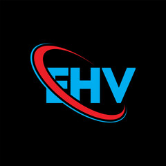 EHV logo. EHV letter. EHV letter logo design. Initials EHV logo linked with circle and uppercase monogram logo. EHV typography for technology, business and real estate brand.