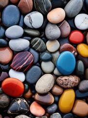 Vertical Macro Shot of Colorful Smooth Stones at Michigan's Lake Superior Coastline