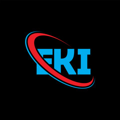 Fototapeta na wymiar EKI logo. EKI letter. EKI letter logo design. Initials EKI logo linked with circle and uppercase monogram logo. EKI typography for technology, business and real estate brand.