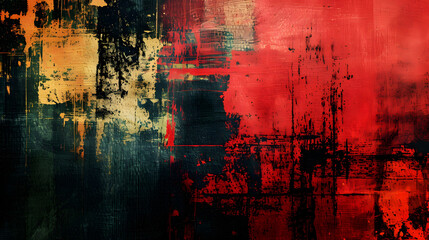 Abstract Painting in Red, Yellow, and Black, Vibrant Colors of Modern Art