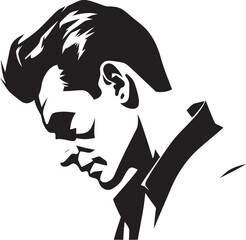 Puzzle of Sorrow Vector Icon of a Troubled Mind Perplexed Portrait Depressed Soul Emblem