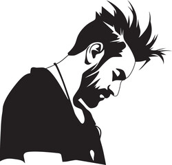 Thought Tangle Depressed Man Logo Design Puzzle of Sorrow Vector Icon of a Troubled Mind