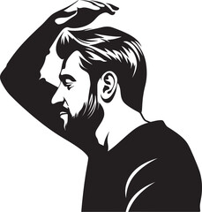 Melancholic Moment Scratching Head Icon in Vector Desperation Dilemma Distressed Man Logo Design