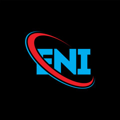 Fototapeta na wymiar ENI logo. ENI letter. ENI letter logo design. Initials ENI logo linked with circle and uppercase monogram logo. ENI typography for technology, business and real estate brand.