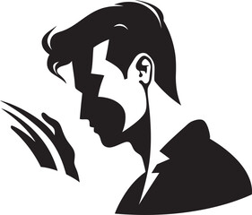 Overcast Mindset Depressed Man Logo Design Cognitive Chaos Design of a Scratching Head Icon