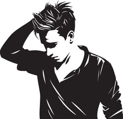 Confused Canvas Emblem of a Mind in Turmoil Perplexed Portrait Design of a Man Scratching Head Icon