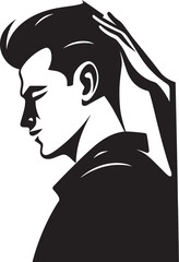 Desolation Dilemma Depressed Soul Emblem Cognitive Crisis Vector Logo of a Head scratching Persona