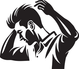 Thought Twister Depressed Man Icon in Design Despairing Dilemma Vector Logo of a Head scratching Person