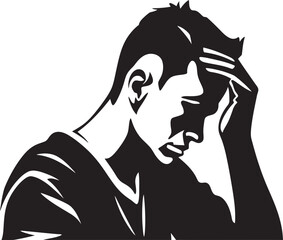 Puzzle of Grief Depressed Man Logo Design Desolation Dilemma Emblem of a Confused Character
