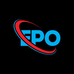EPO logo. EPO letter. EPO letter logo design. Initials EPO logo linked with circle and uppercase monogram logo. EPO typography for technology, business and real estate brand.