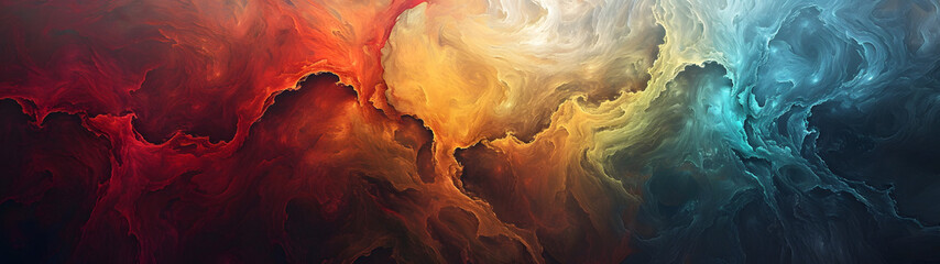 Vibrant Multicolored Abstract Painting on Black Background