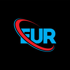 EUR logo. EUR letter. EUR letter logo design. Initials EUR logo linked with circle and uppercase monogram logo. EUR typography for technology, business and real estate brand.