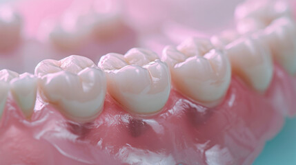 A detailed close-up of a tooth with a noticeable gap where a tooth is missing. This image can be used to depict dental health, tooth loss, or the need for dental care