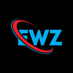 Fototapeta na wymiar EWZ logo. EWZ letter. EWZ letter logo design. Initials EWZ logo linked with circle and uppercase monogram logo. EWZ typography for technology, business and real estate brand.