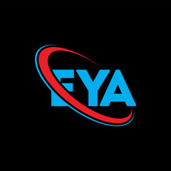 EYA logo. EYA letter. EYA letter logo design. Initials EYA logo linked with circle and uppercase monogram logo. EYA typography for technology, business and real estate brand.