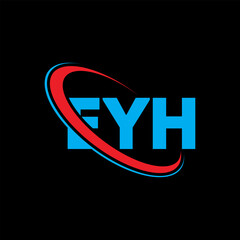 Fototapeta na wymiar EYH logo. EYH letter. EYH letter logo design. Initials EYH logo linked with circle and uppercase monogram logo. EYH typography for technology, business and real estate brand.
